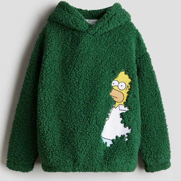 FINAL MARKDOWN! Awkward Homer Green Pile Fleece Hoodie - Picture 1 of 12